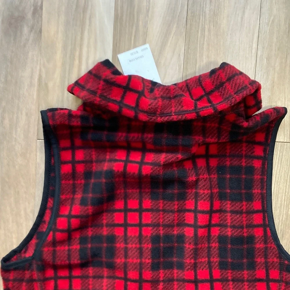 Chaps vest fleece checkered plaid print zip front vest with pockets S - Picture 10 of 17